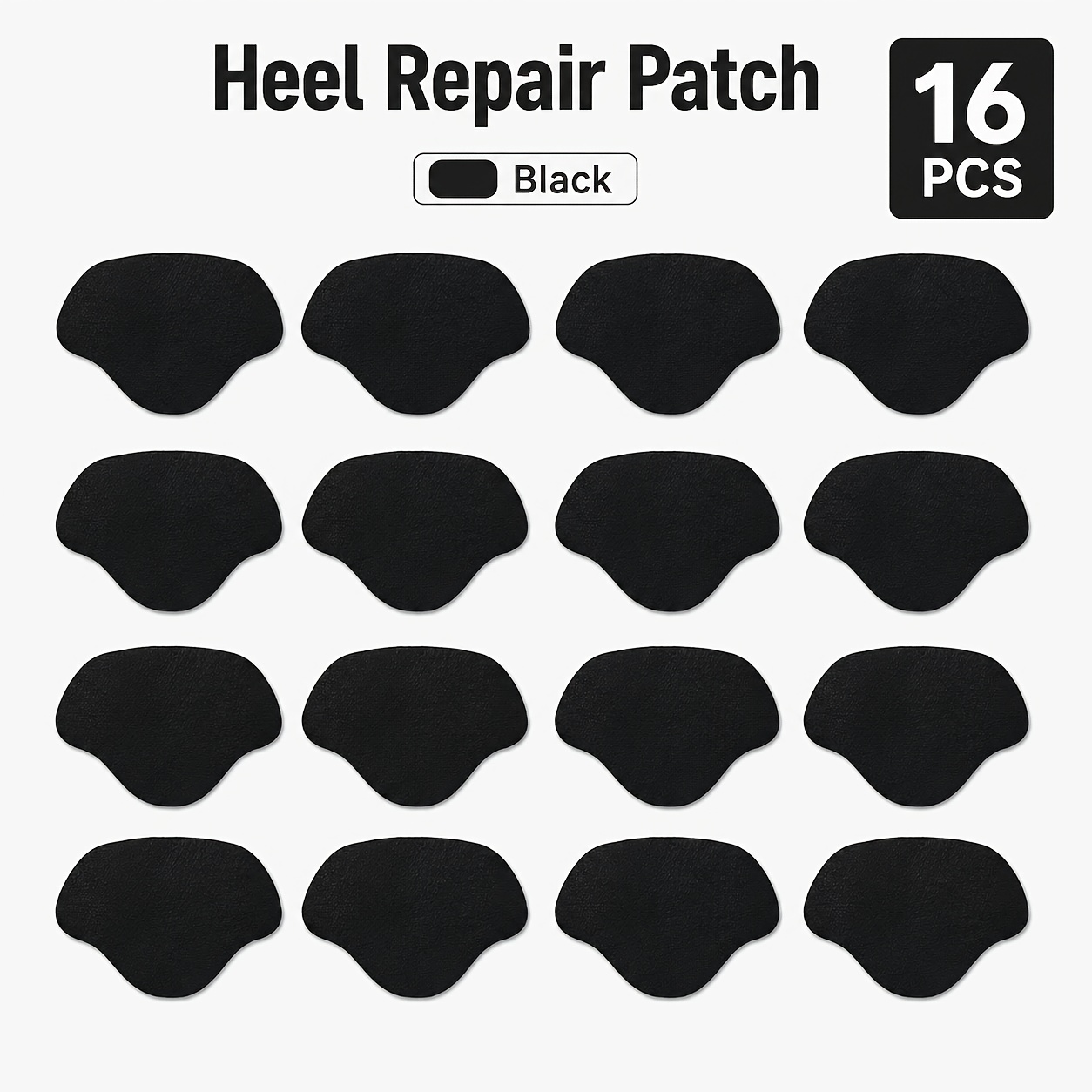 TEMU 16pcs Shoe Heel Repair Patch Set, Self-adhesive Heel Liner Patches For Inner Shoe Heel Area, Gray Black White Options