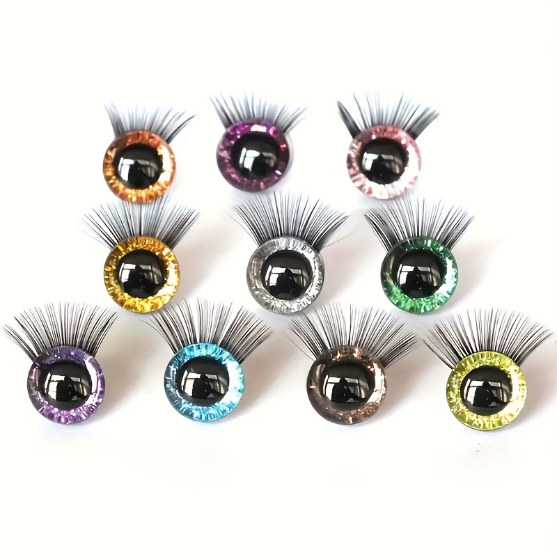 

10pcs 12mm Glitter Eyes With Eyelash For Diy Doll Eyes Accessories Safe Eyes