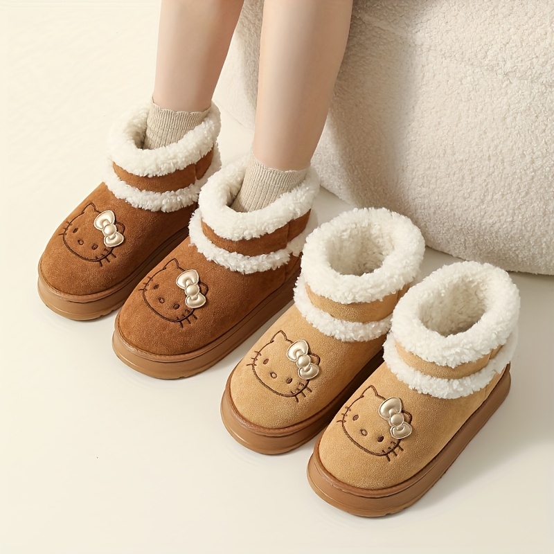 

Sanrio Hello Kitty Winter Snow Boots - Cozy Fleece-lined, Slip-resistant Platform Ankle Booties For Women | Perfect Christmas & New Year Gift