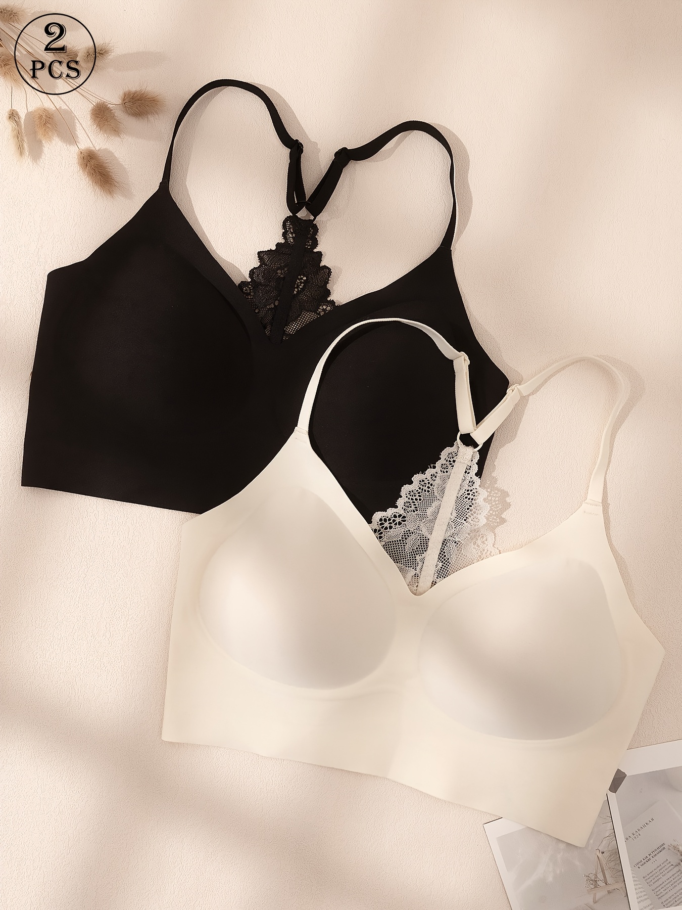 Two-Piece Set of Solid Color Bras in Multiple Colors