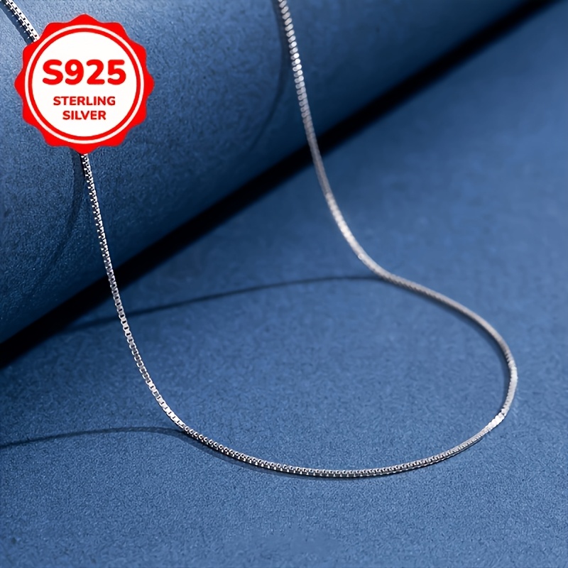 Women's 925 Silver Hypoallergenic Box Chain Necklace, Minimalist