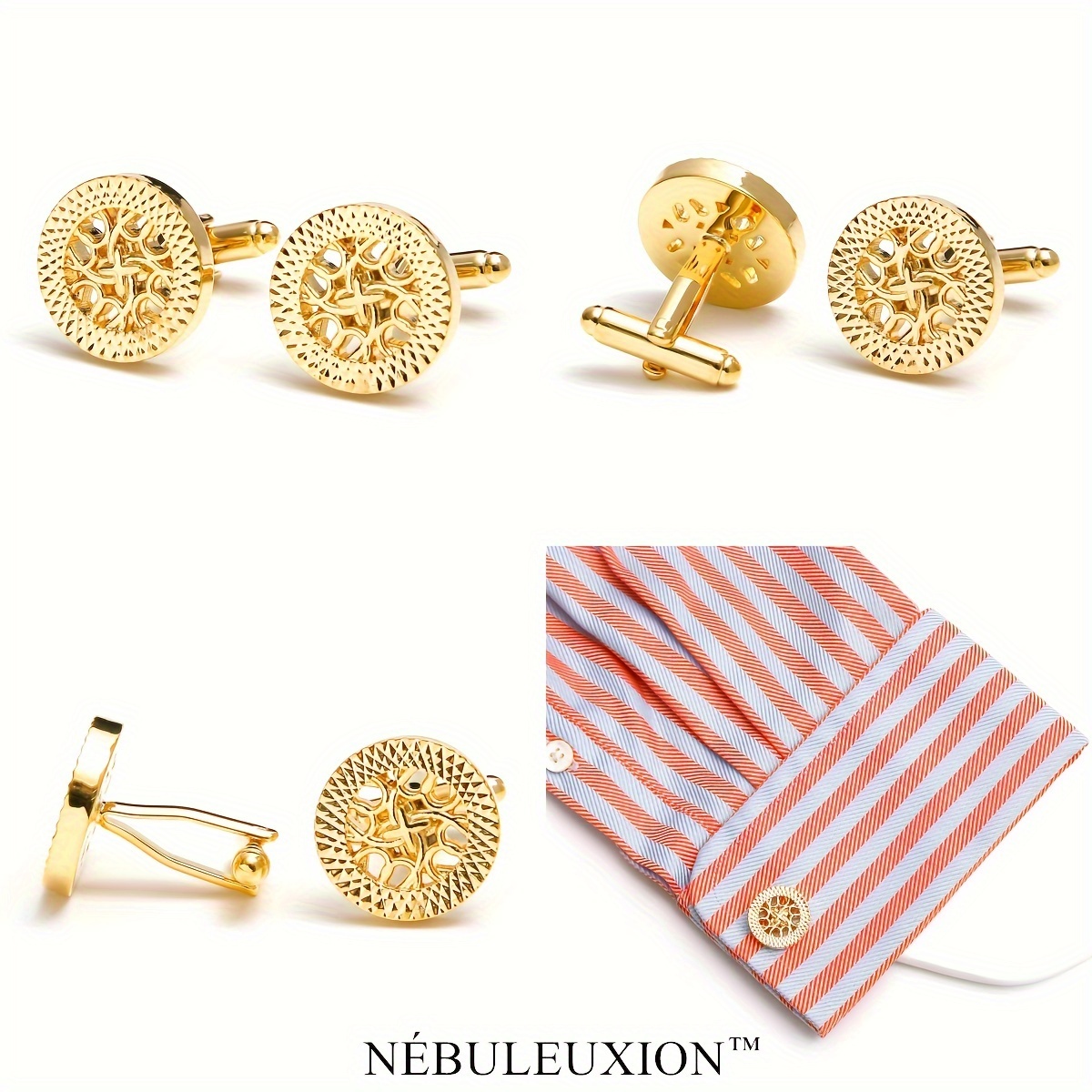 2pcs Creative Hollowed Out Art Carved Design Cufflinks