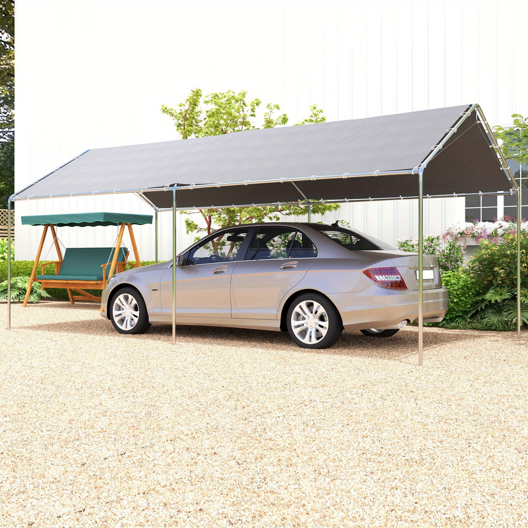   10x20 carport heavy duty galvanized car canopy grey