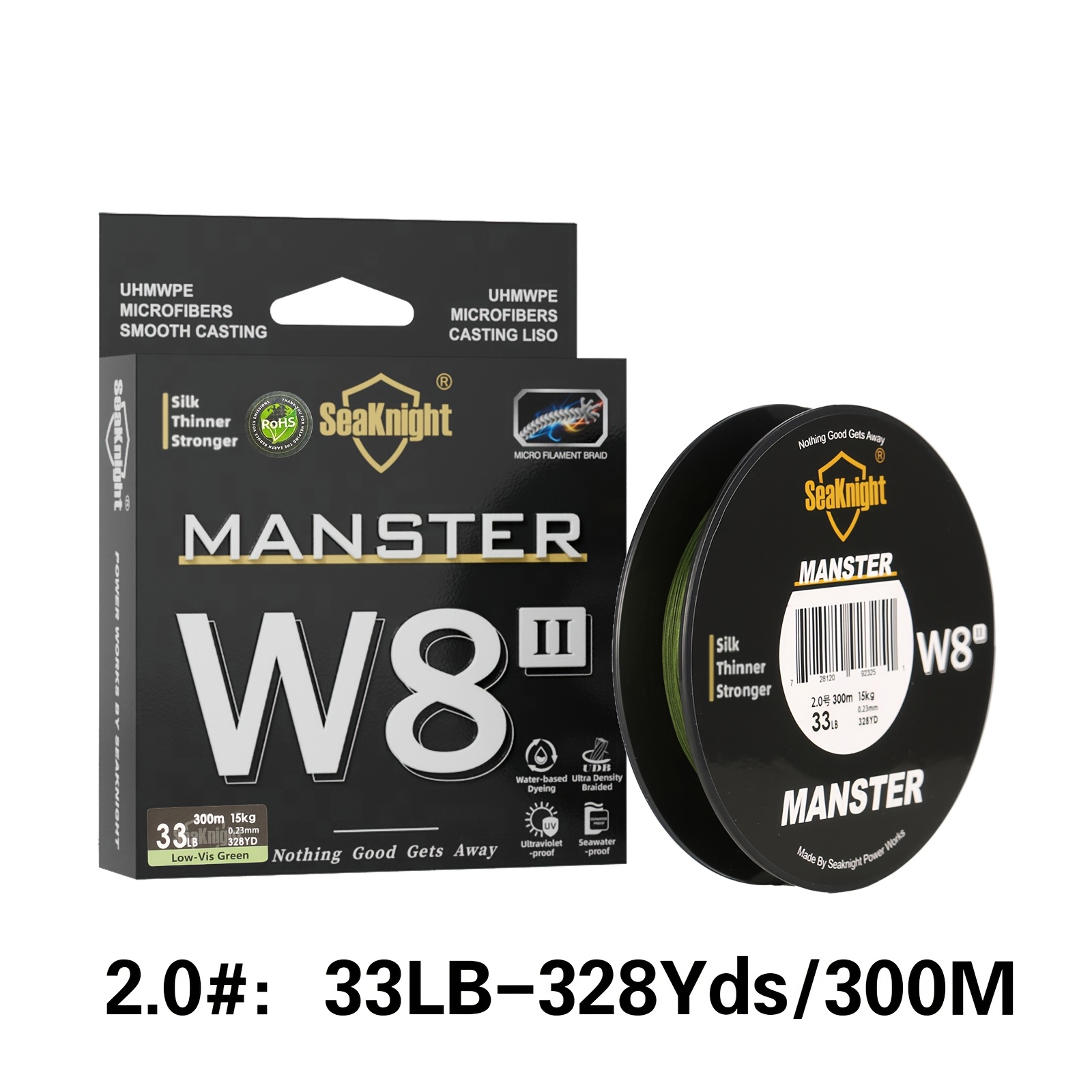 TEMU Hilo de pescar SeaKnight W8 II de 8 hebras, 300 m, línea trenzada de PE de resistencia, y resistente a la decoloración para pesca en /