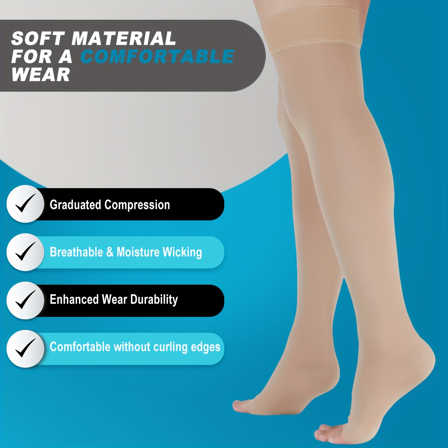 unisex open toe thigh high compression socks 23 32 mmhg Temu Germany