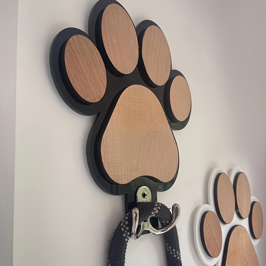 Personalized Dog Wall Hook | Paw Print - Custom Carved Name/Date/Text Suitable for Collar & Coat Hanger, Wood Pet Memorial Gift, Durable Hanging Hook for Coats, Collars, Keys - for Entryway,, Pet Store Display