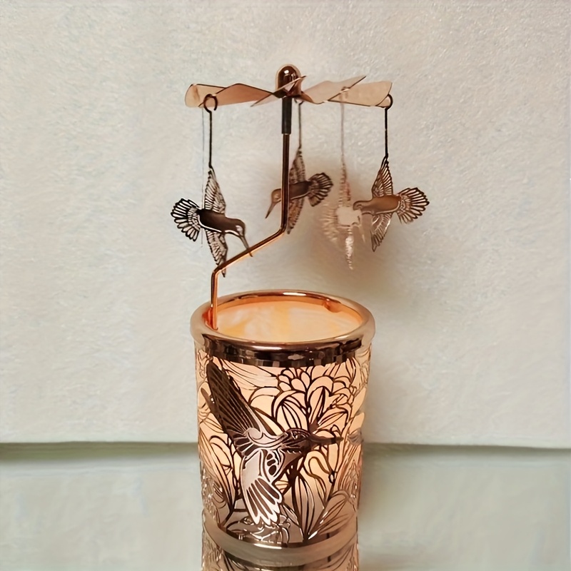TEMU giratorio de en metal rosa, molinillo de viento giratorio, para velas y velas de té, para decoración del hogar, regalo para , mujer, , niños,