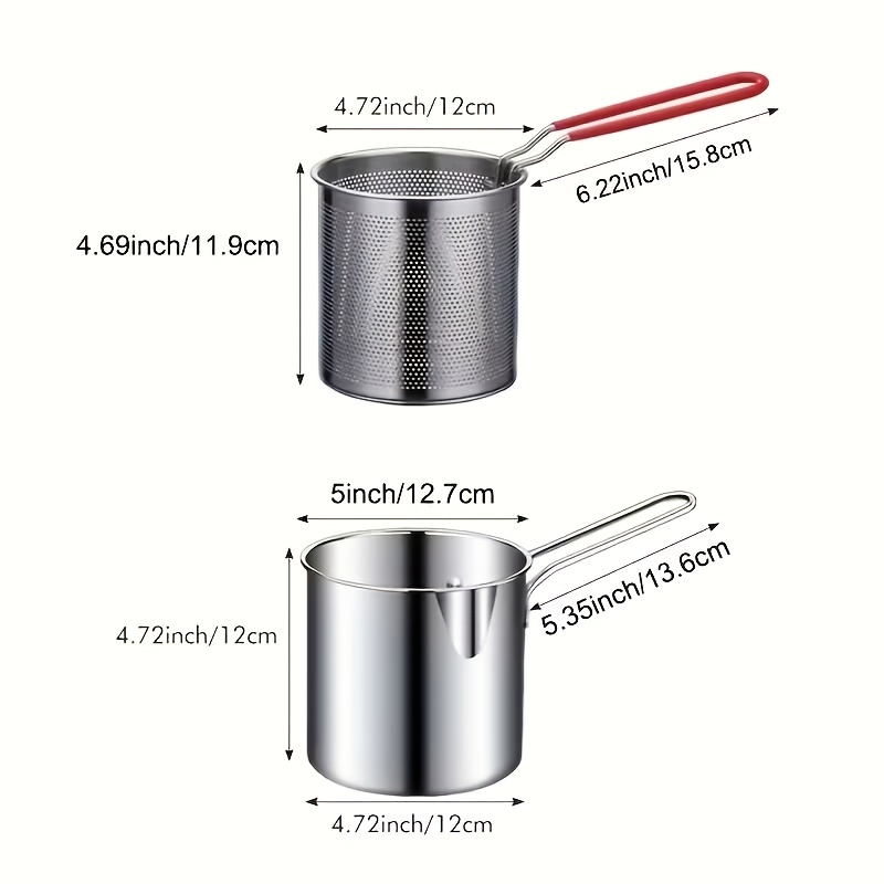 Image of [stainless Steel Deep Fryer] Compact Stainless Steel Deep Fryer With Filter Rack | Easy- For Perfect , Fish, Chicken | Home Kitchen Essential Tool, Oilless Fryer, Integrated Filter Rack