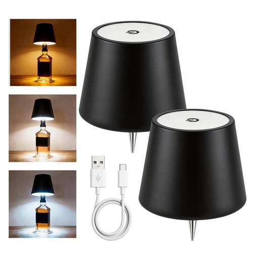 wireless led bottle lamp with touch control usb rechargeable 2400mah ip44 waterproof 3 color changing mood light cordless lampshade bottle stopper night light kit for bedroom bar party wedding decoration garden creative gift