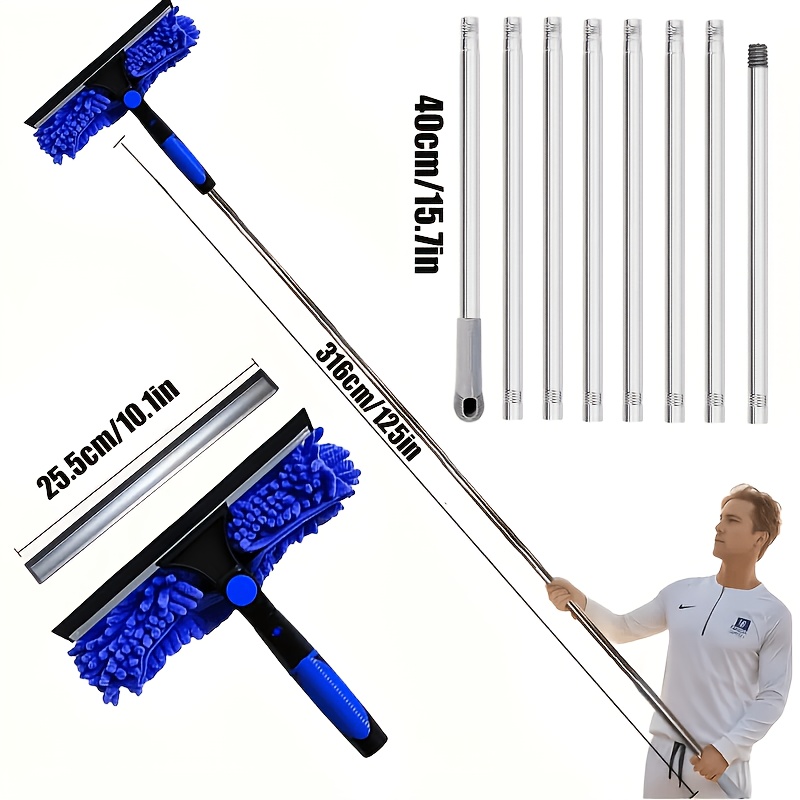 TEMU 1 Set Of Long-pole Adjustable Photovoltaic Glass Cleaner, Easily Removes Dust And Snow, And Generates Electricity More . Can Clean Glass,