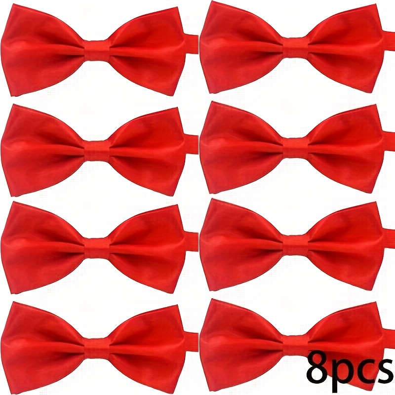 TEMU 8pcs Double-layer Black, Red, Purple Bow Ties | Pre-tied And Adjustable, Perfect For Men, Students, Groomsmen, Gentlemen, Husbands For Weddings,