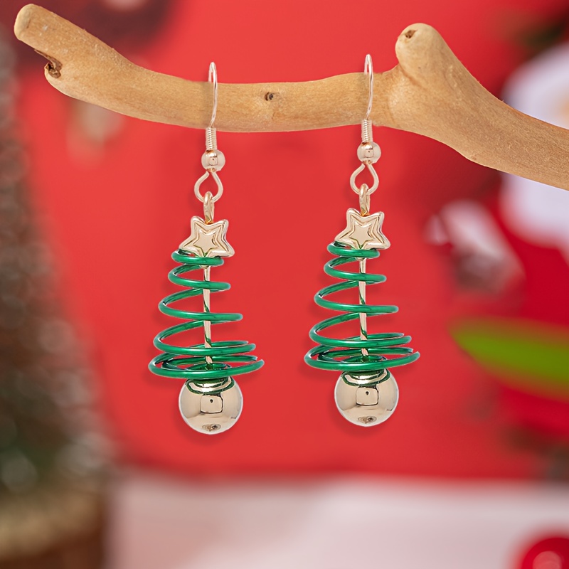 TEMU 1 di orecchini da donna a con elementi natalizi, inclusi alberi di Natale a molla, a punte e pendenti decorativi a forma di campana. Realizzati