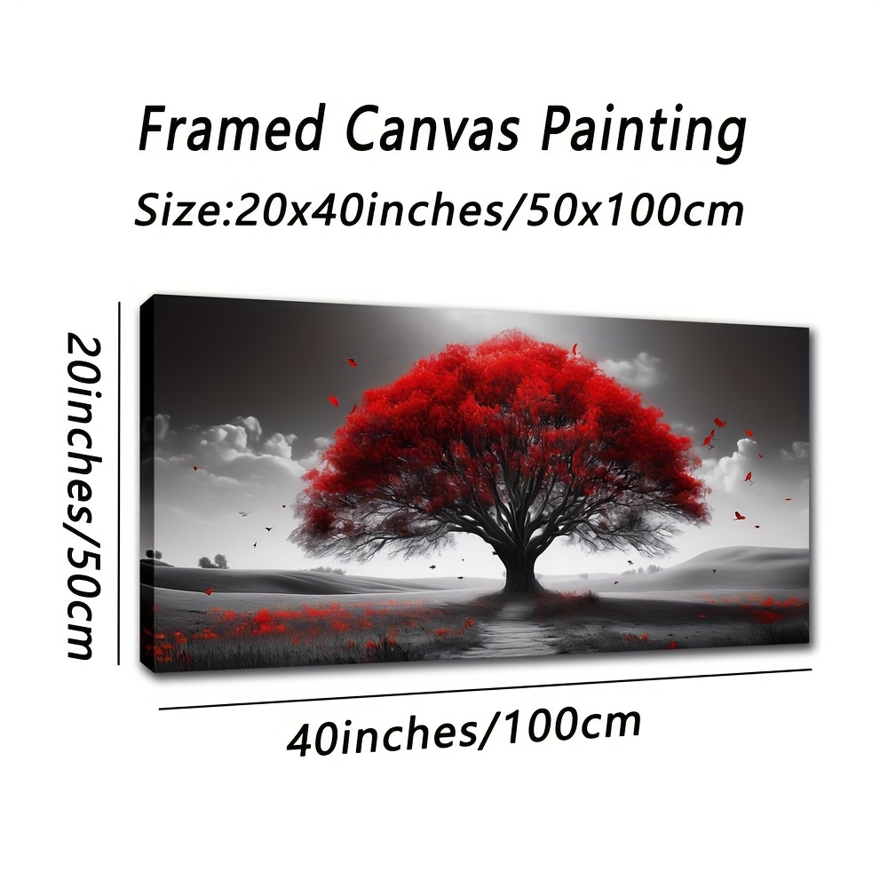 TEMU 2d Flat, Large Size Framed Canvas Painting Black And White Background Landscape Painting Suitable For Bedroom Yoga Room Cafe Florist Kitchen
