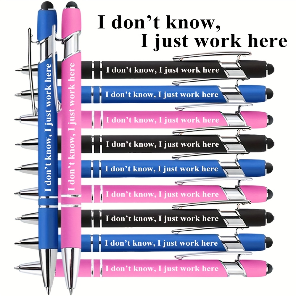 

1pc, Humor Pens-7pcs Retractable Ballpoint Pens With Funny Words, , Printed " , I Just Work Here" Words, Ideal For Office, Business, School, Party Events, Anyone Who Humor