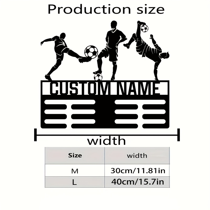TEMU A Custom Football Medal Display Wall - A 12-layer Medal Rack With Ribbons, Featuring A Silhouette Design Of A Football Player, Durable And