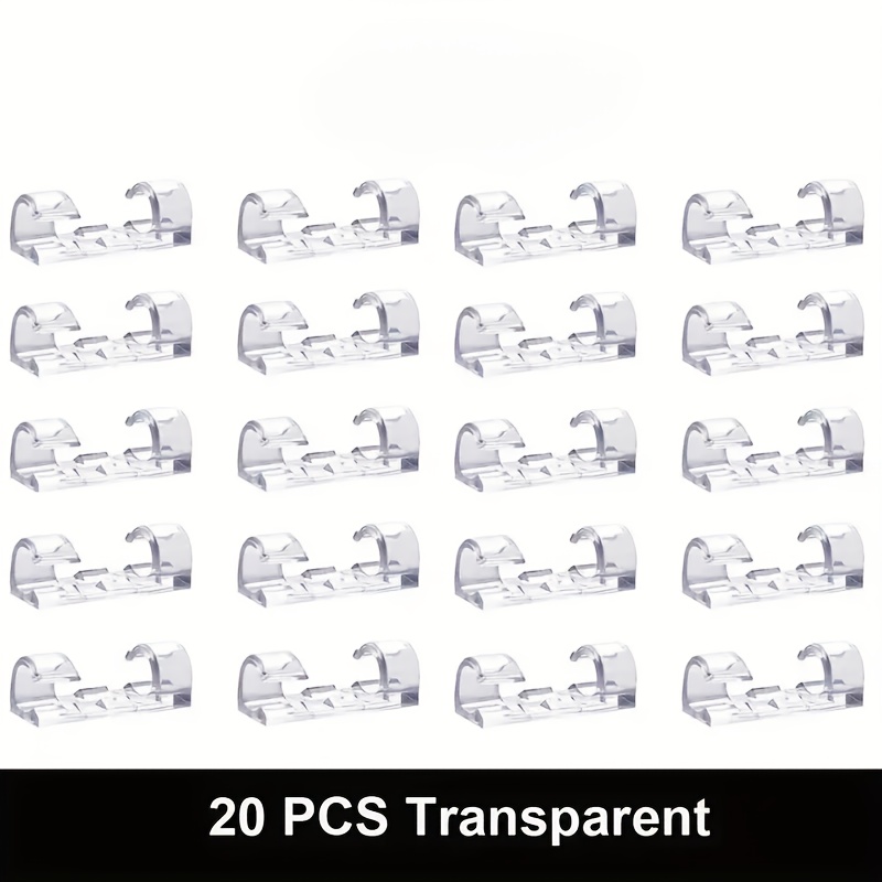 20pcs/60pcs Self-adhesive Transparent Cable Clips, Sturdy Line Organizers, Power Cord Managers, For Wall And Under-desk Management, Computer, Office, Indoor Outdoor