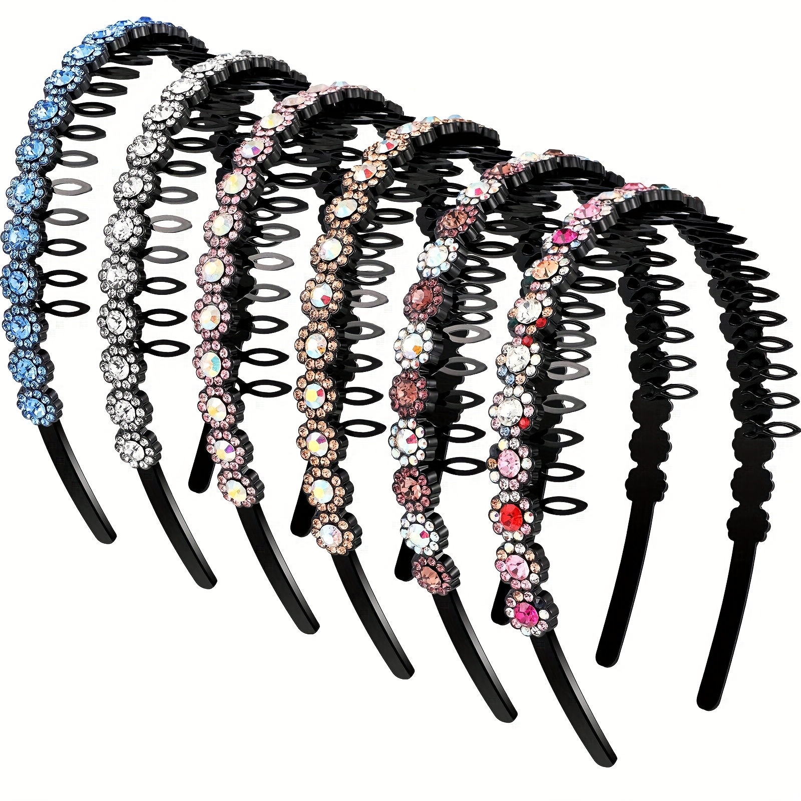 6 Headbands With Teeth, Non-slip Beaded Hairbands For Women And, Featuring A Stylish With Crystal Embellishments