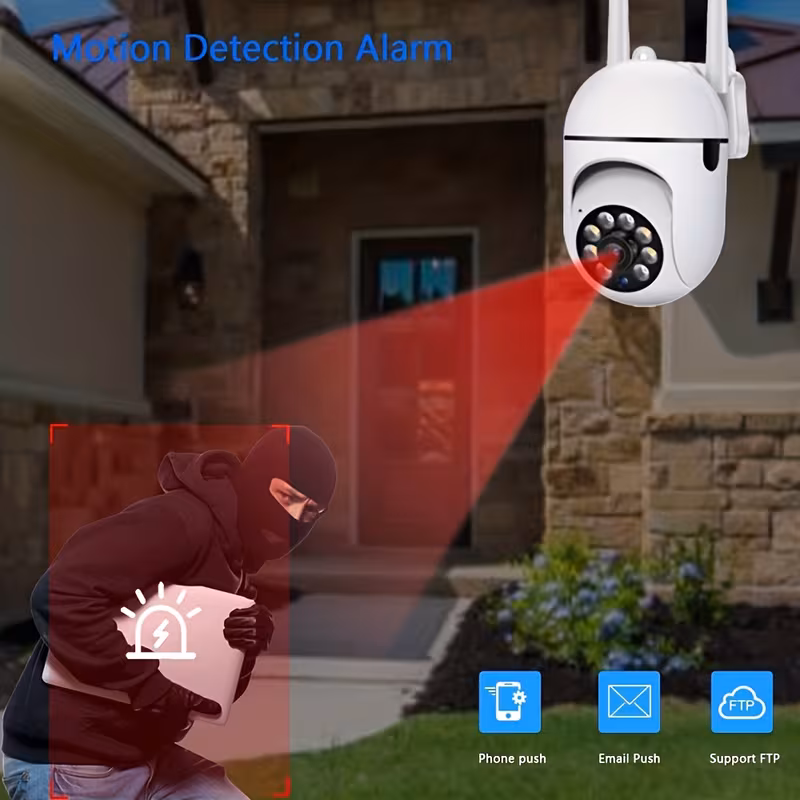 1 x cámara de seguridad wi-fi 2.4g, 2mp cámara ip inalámbrica full hd con detección de movimiento, audio bidireccional, visión nocturna en color, ptz, de vigilancia yiiot 2