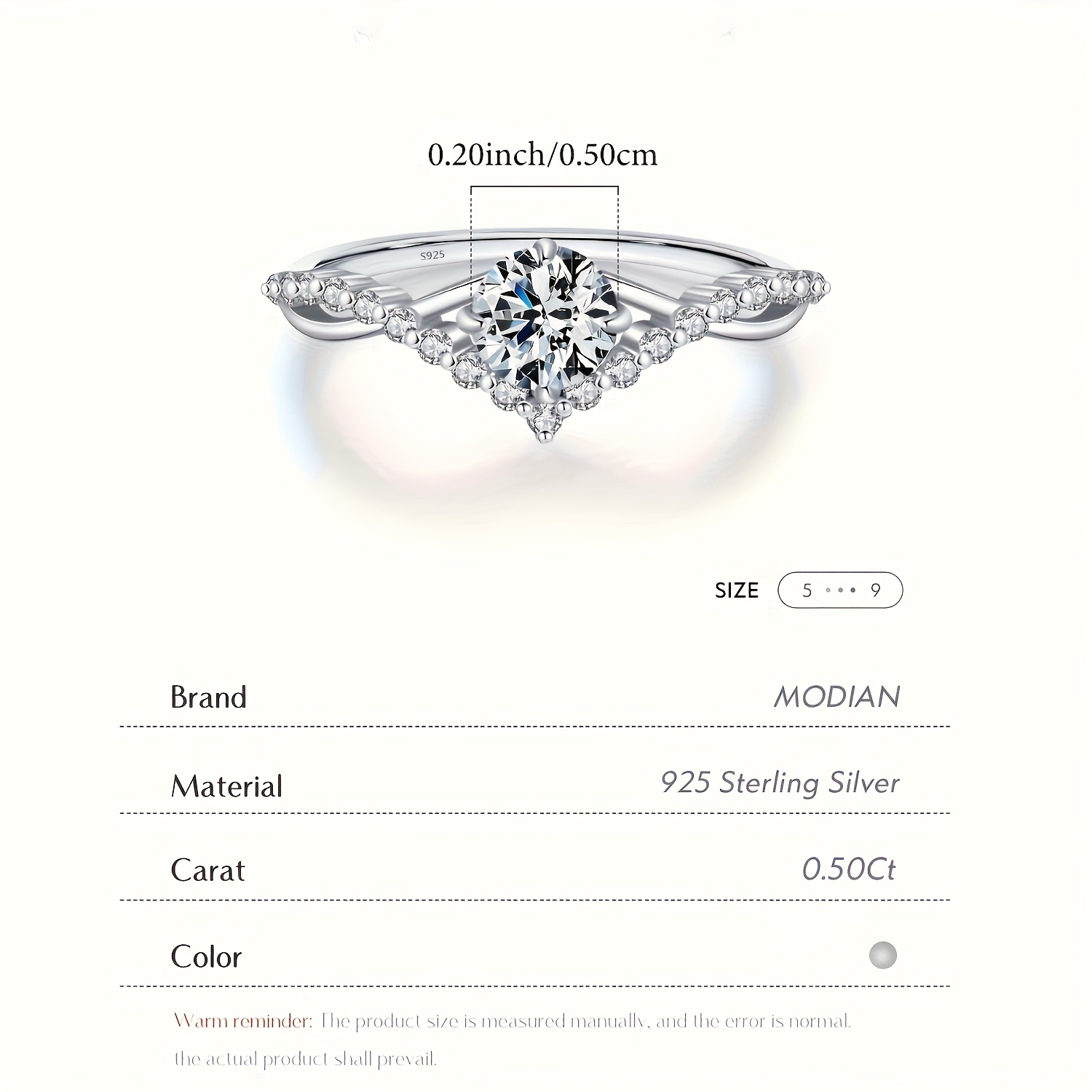 Women's Crown D Color Moissanite Ring, 925 Sterling Silver