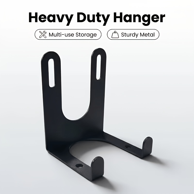 1pc Black Metal Wall-mounted Tool Hook, Multi-functional Storage Hanger, Kitchen And Bathroom Tool Organizer Bracket