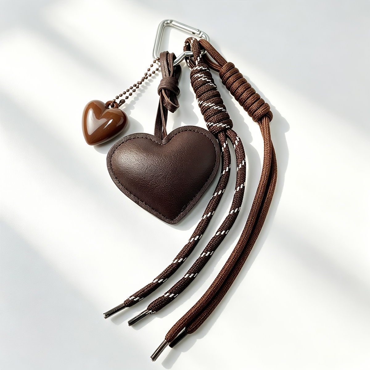 TEMU 1pc Vintage Pu Heart Keychain With Braided Cord And Tassel Pendant, Premium Bag Charm, Sweet And Decoration, Small Gift For Valentine's Day And