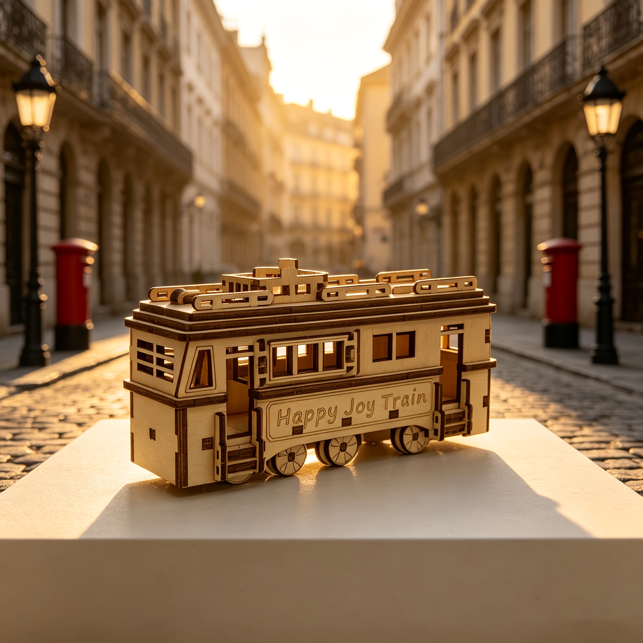 Vintage Wooden 3D Tram Puzzle
