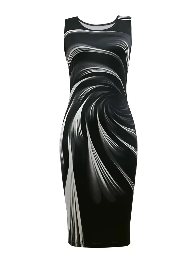 Round Neck Color Block Bodycon Dress Round Neck Color Block Bodycon Dress