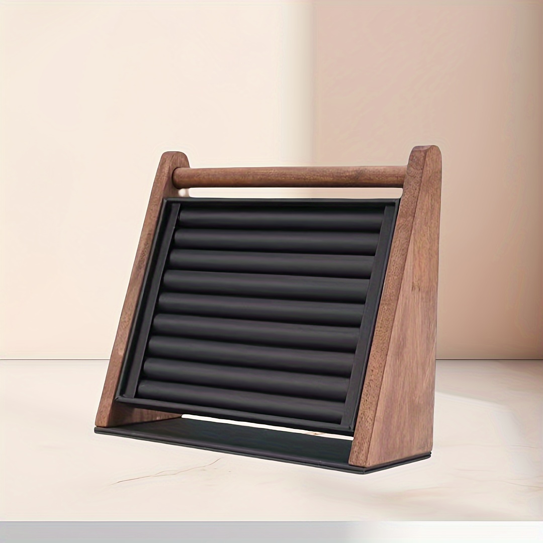 1pc walnut   wooden jewelry display stand triangular ring earring organizer with multiple compartments desktop dresser organizer for   free storage   d cor accessory stylish storage quality   gift    