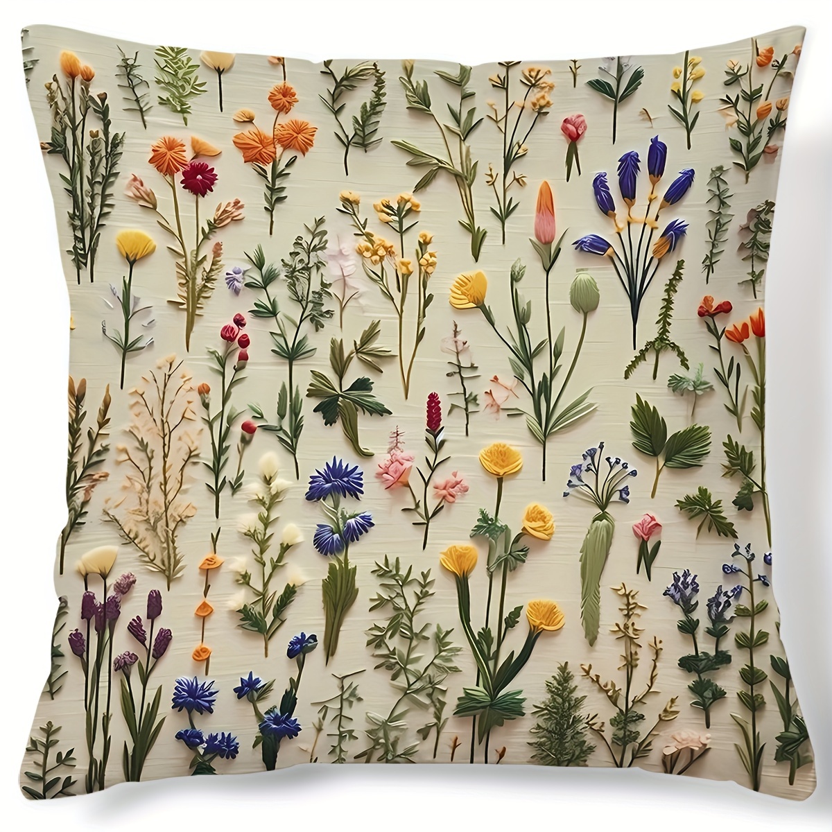 

1pc, Botanical Flower Pattern Cushion Cover, 1pc Digital Print Decorative Throw Pillow Case, Contemporary Style Home Sofa Decor, Multicolor Floral Design, Soft Fabric