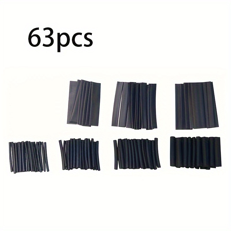 63pcs Heat Shrinkable Tube Sleeve Set, Shrink Ratio 2:1 Diy Data Cable Connector Protective Sleeve, Household Wire Insulation Sleeve