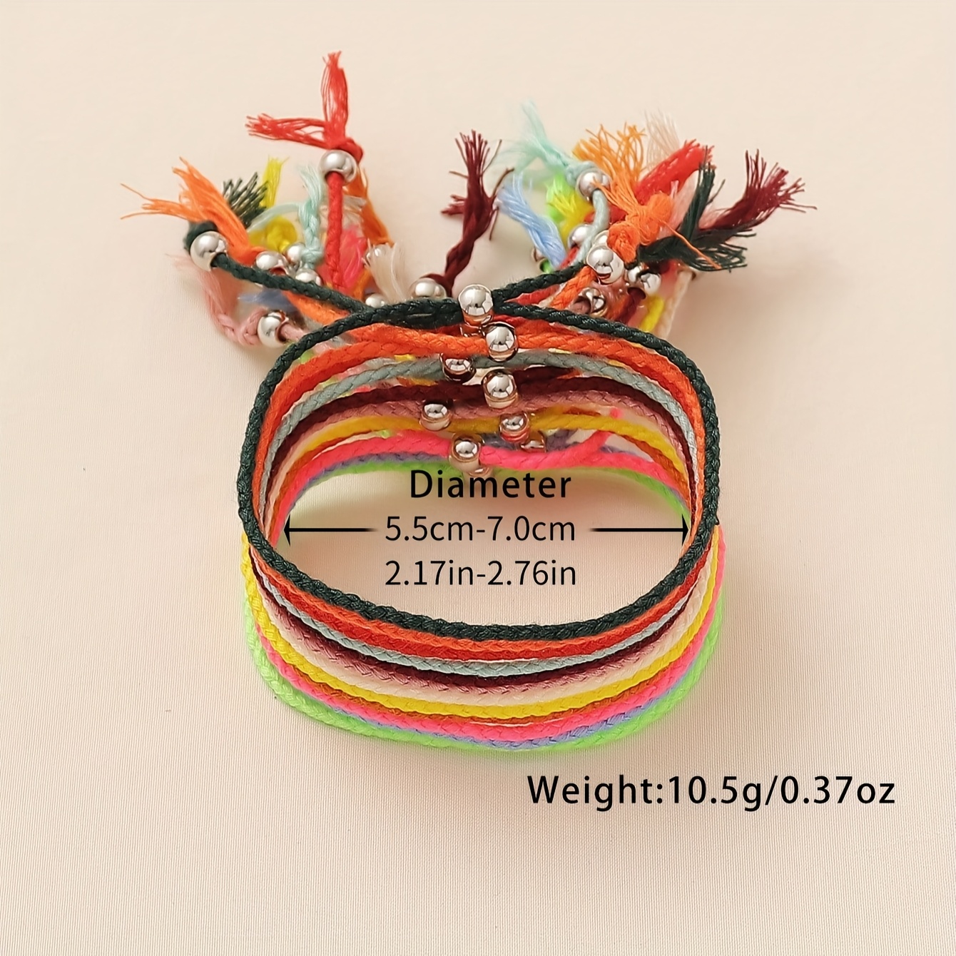 12pcs Boho Colorful Beaded Natural Stone Drawstring Bracelet Set