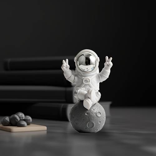 modern astronaut figurine space themed desk decor with golden helmet marble base home or office unique birthday gift idea space room decor for christmas halloween decorations fall home decor collectible figurines