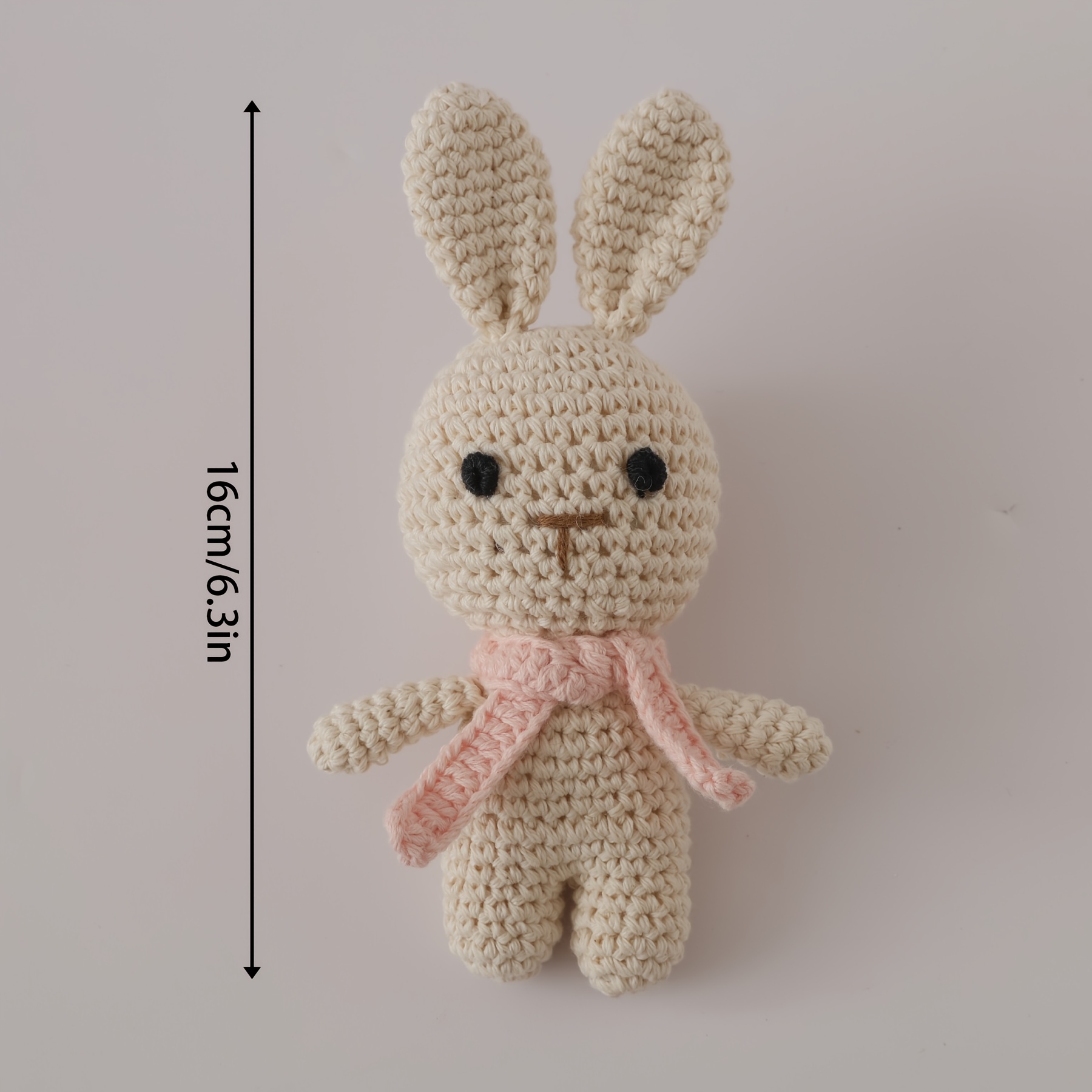 Hand-Knitted Scarf Rabbit Rattle Toy, Soft and Detailed