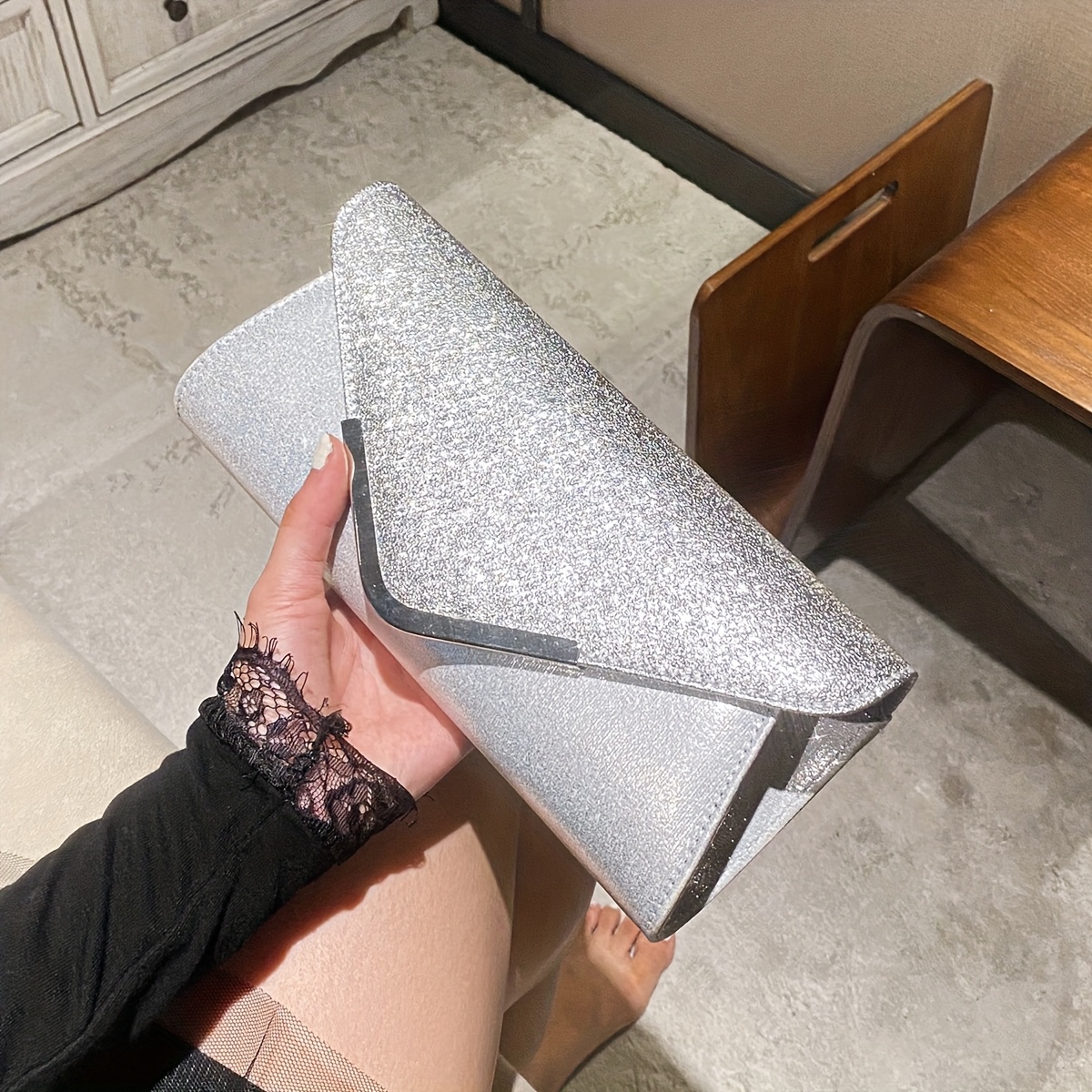 goldener pailletten clutch abnehmbarem träger Temu Austria