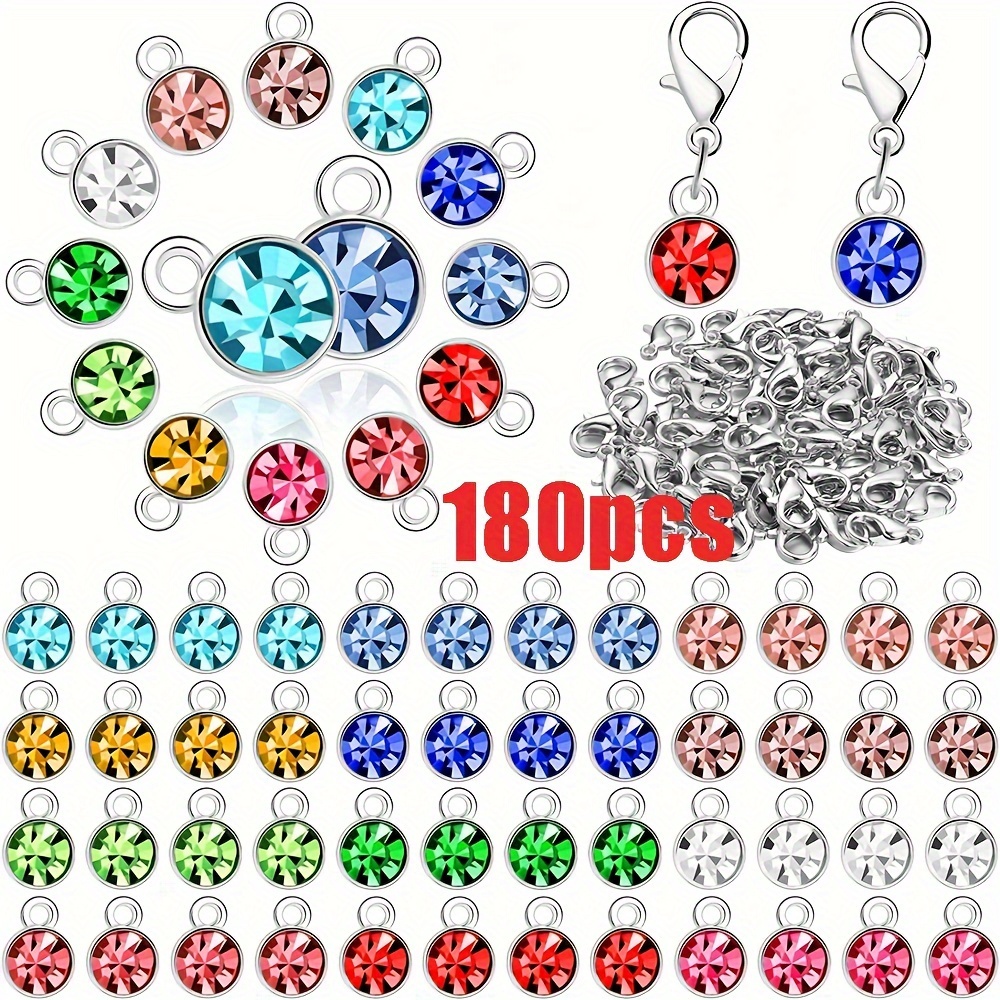 TEMU 180pcs Birthstone Charms Diy Bead Pendant Set, Birthstone Pendant Charm For Jewelry Necklaces, Bracelets, And Earrings Making