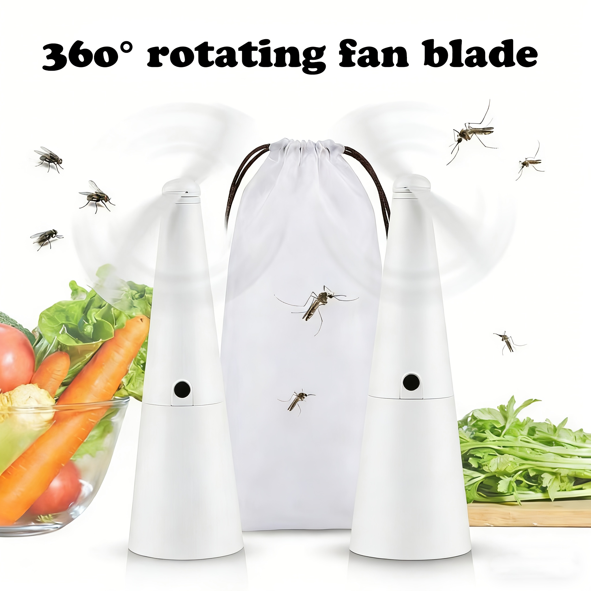 TEMU Detachable Outdoor Fly Repellent Fan, Multifunctional Fly And Repellent, Suitable For Use On Dining Tables, Outdoor Picnics, And Camping.