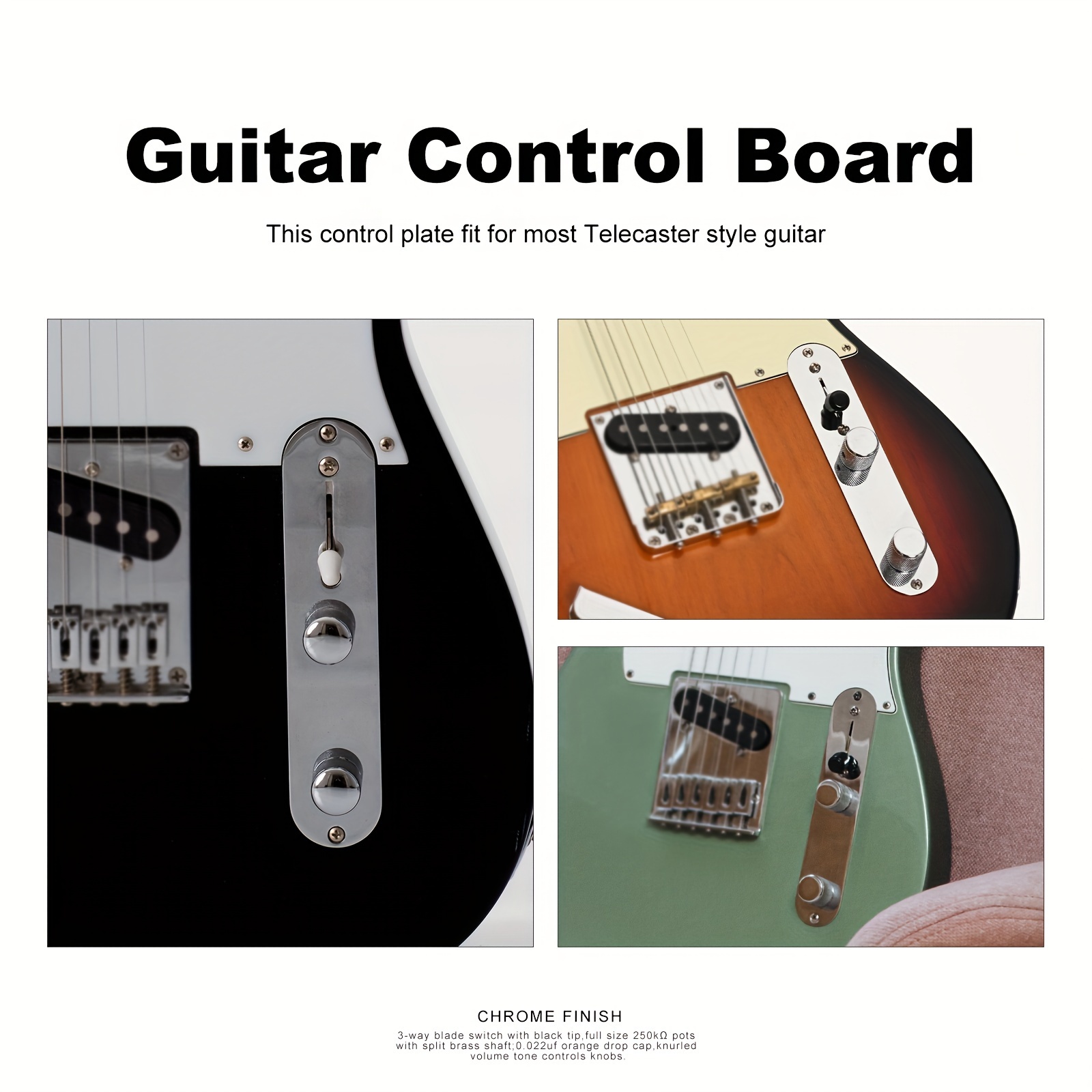 [1pc Vintage Guitar Control Plate] 1pc Vintage-Style 3-Way Switch Guitar Control Plate | Alloy, 500K Potentiometers, Blade Switch, Waxed Cloth Wiring Harness | Compatible with Telecaster