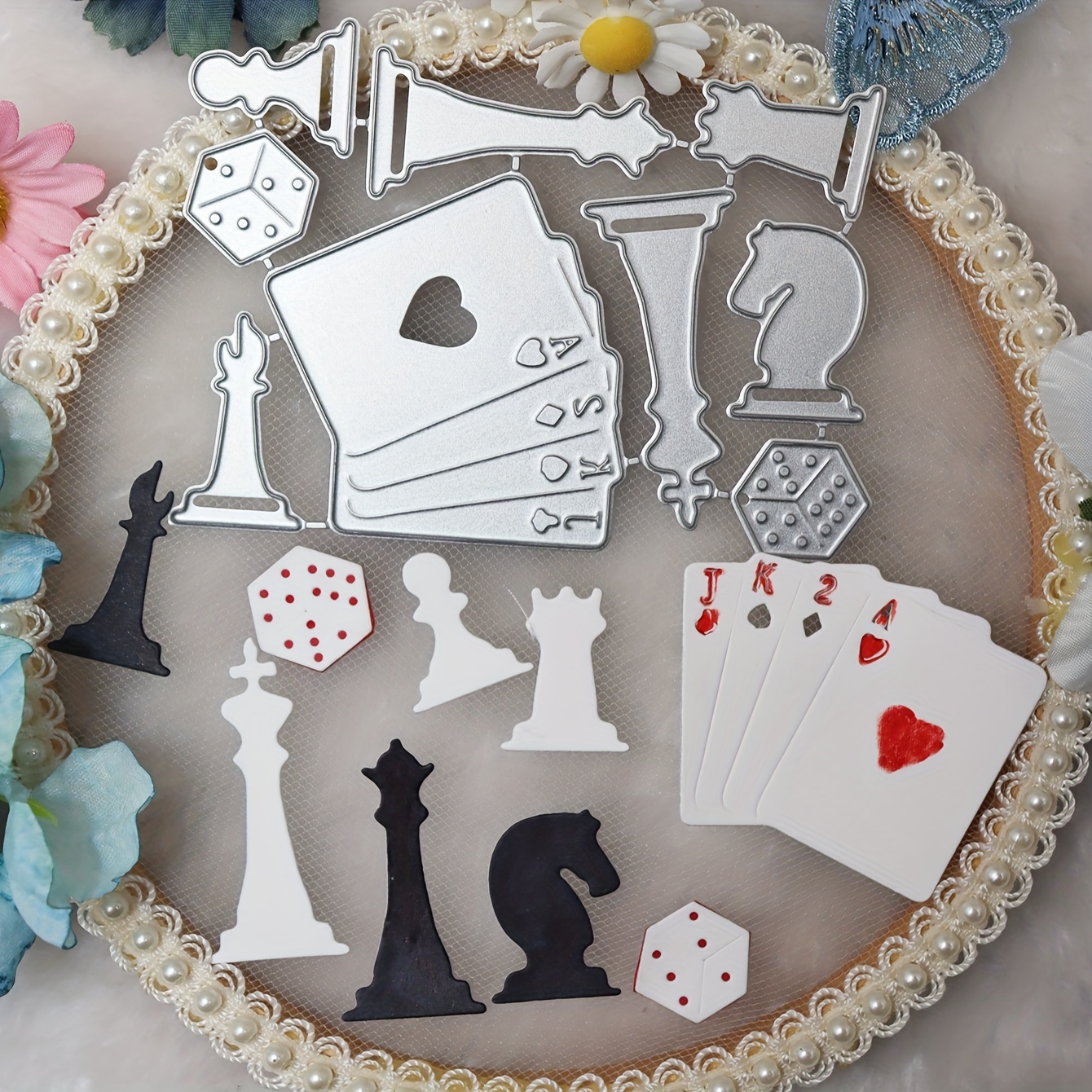 

1pc Chess Poker Metal Die Cut, 2024 Metal Cutting Die For Paper Card Making Scrapbooking Diy Cards Photo Album Craft Decorations