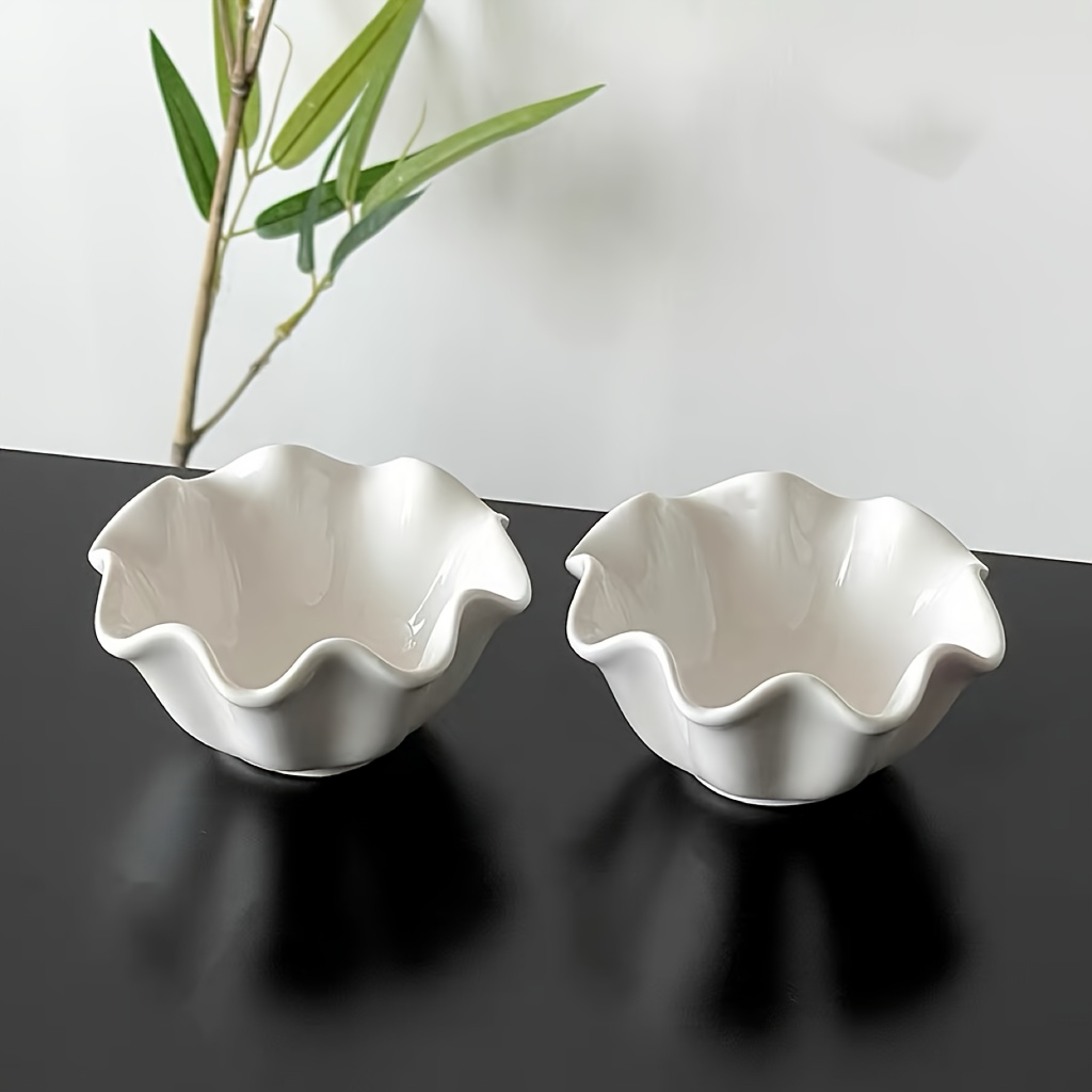 4pcs White Lace-Edged Dessert Plates for Serving