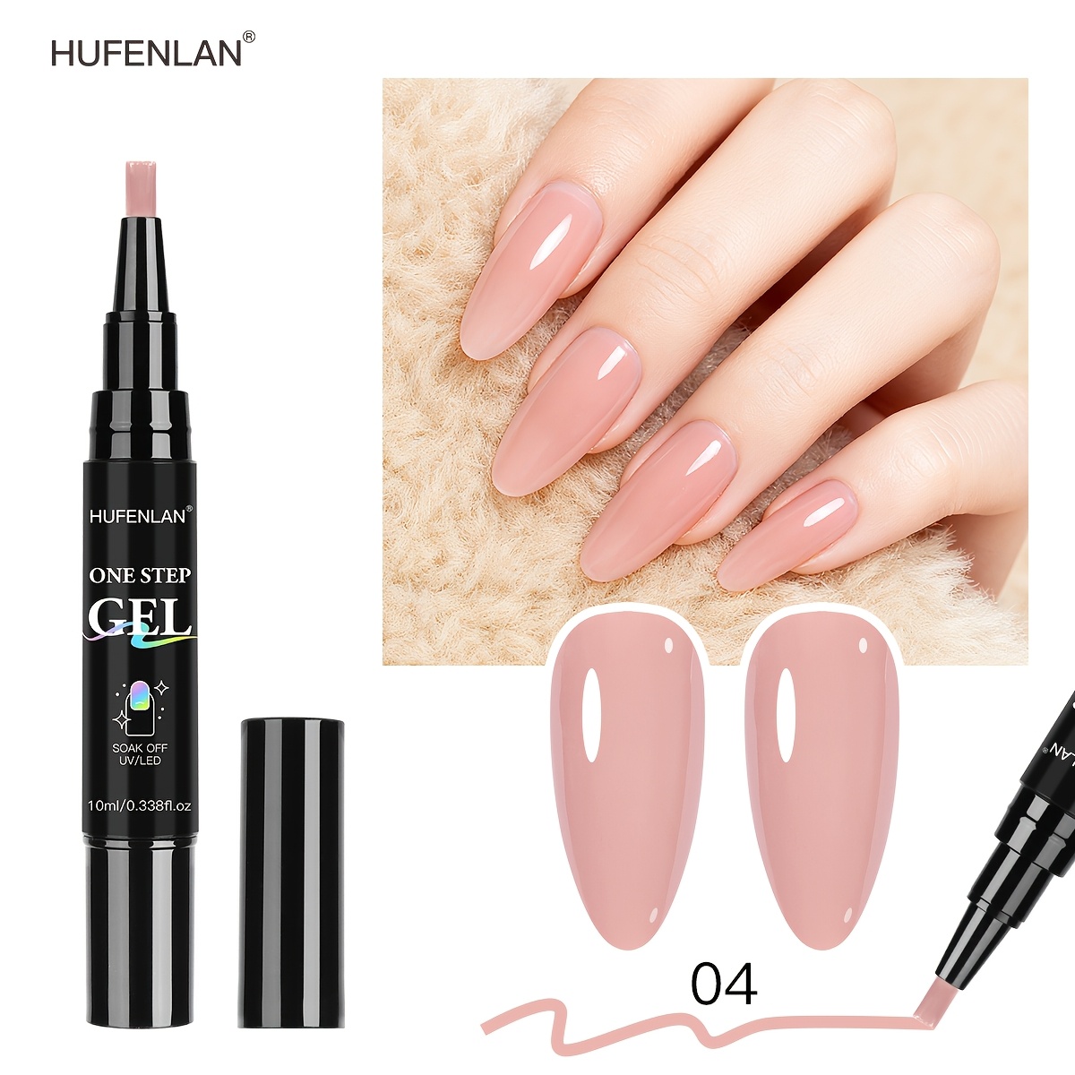 Image of Gel Nail Polish Pen - -one Base Coat & Topcoat In One, For Application For Salon-quality /pedicures, Requires Led/ Curing, Quick-drying Glossy Finish, Options (pink, Black, Red ) - Salon & Home Nail C