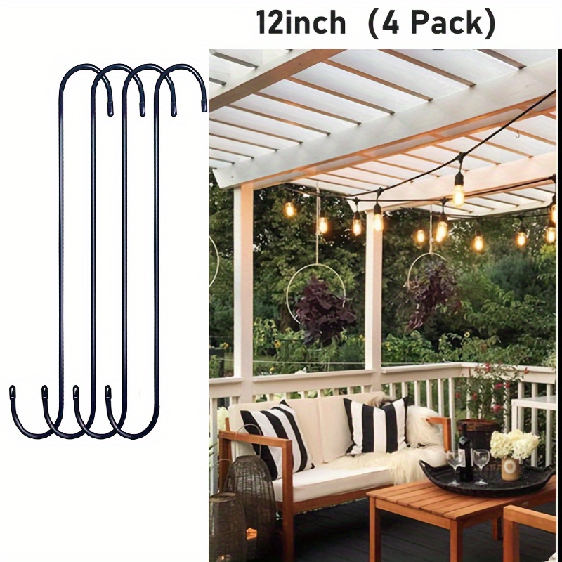 TEMU 10inch/12inch Extra Large S Heavy Duty Long S Hook, Used For Hanging Plants Extension Hook, Used For Kitchenware, , Greenhouse, Closet, Flower