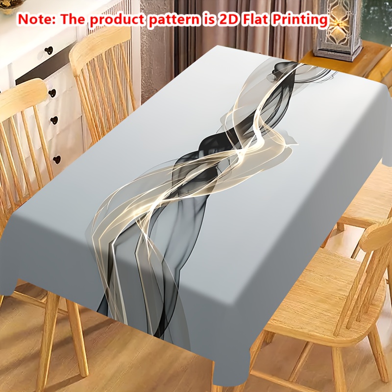 1pc Polyester Tablecloth, 2d Flat Printing, Black Golden Painting Sand - Grey. Perfect For Home, Kitchen, Restaurant, Party, Festival, Gift, Wedding, Indoor & Outdoor Decor, 2d Flat