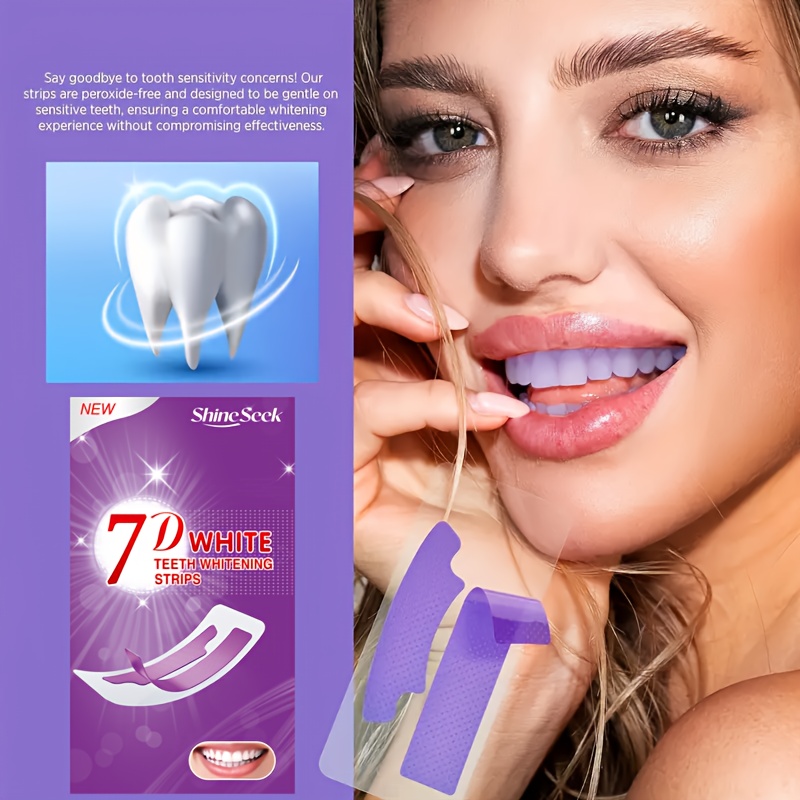 28pcs 14pairs 7d purple teeth strips daily use and travel friendly dental cleaning and brightening strips       seek Product details 2