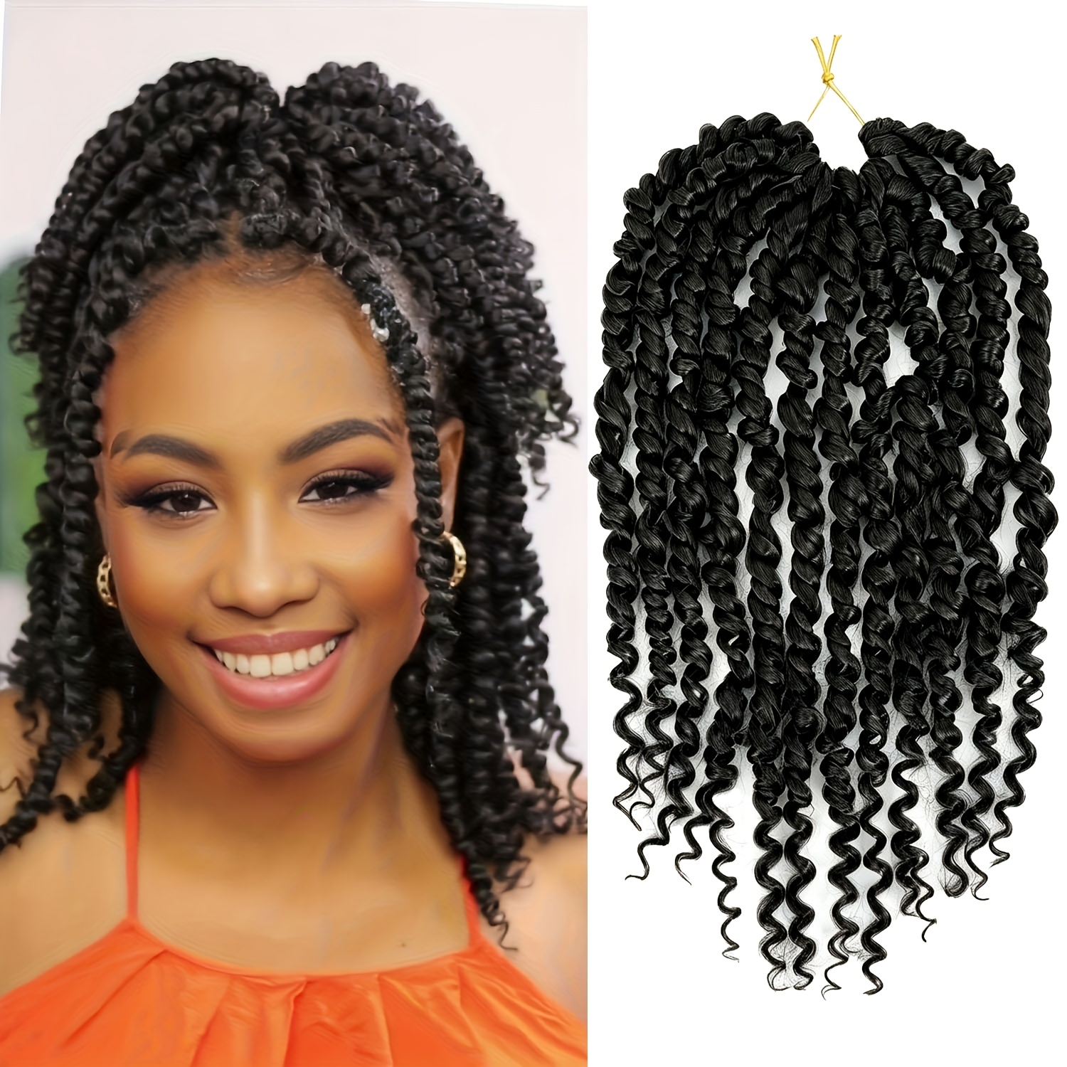 TEMU Extensiones de trenzas de ganchillo Boho Twist de 10/12 pulgadas - Cabello trenzado de con extremos sintéticos pre-torsionados tipo dreadlock