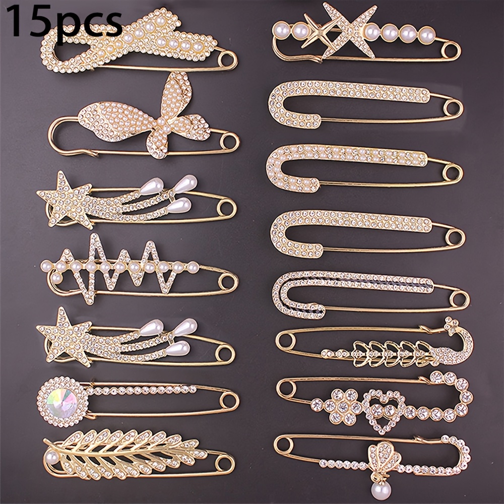 TEMU 15/20/25pcs Elegant And Brooches, With And Heart Designs, Suitable For Women's Coats, Scarves, Shoes, Socks, Clothing, Hats, And Other Everyday Multi-functional Formal And Casual Accessories.