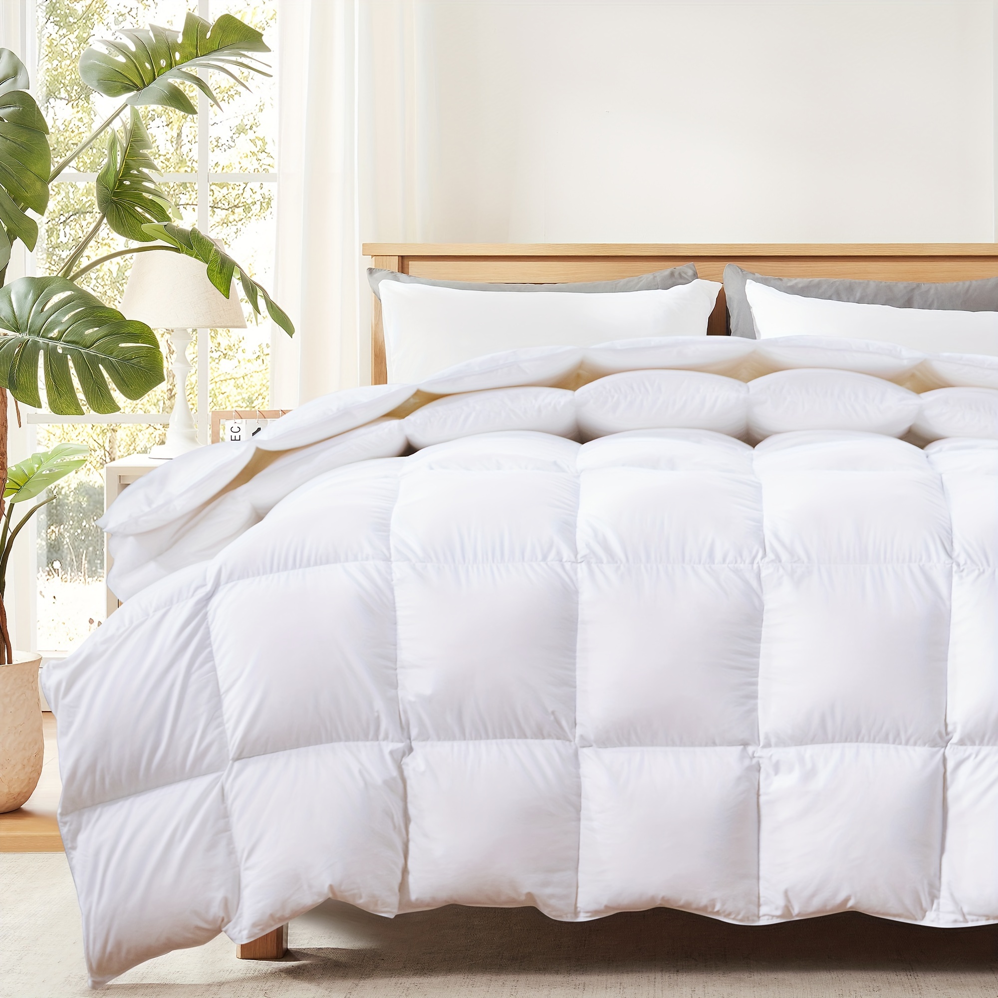

King Size Feather Comforter Filled With - All Season White King Size Duvet Insert- Luxurious Hotel Bedding Comforters With 100% Cotton Cover - King 106 X 90 Inch