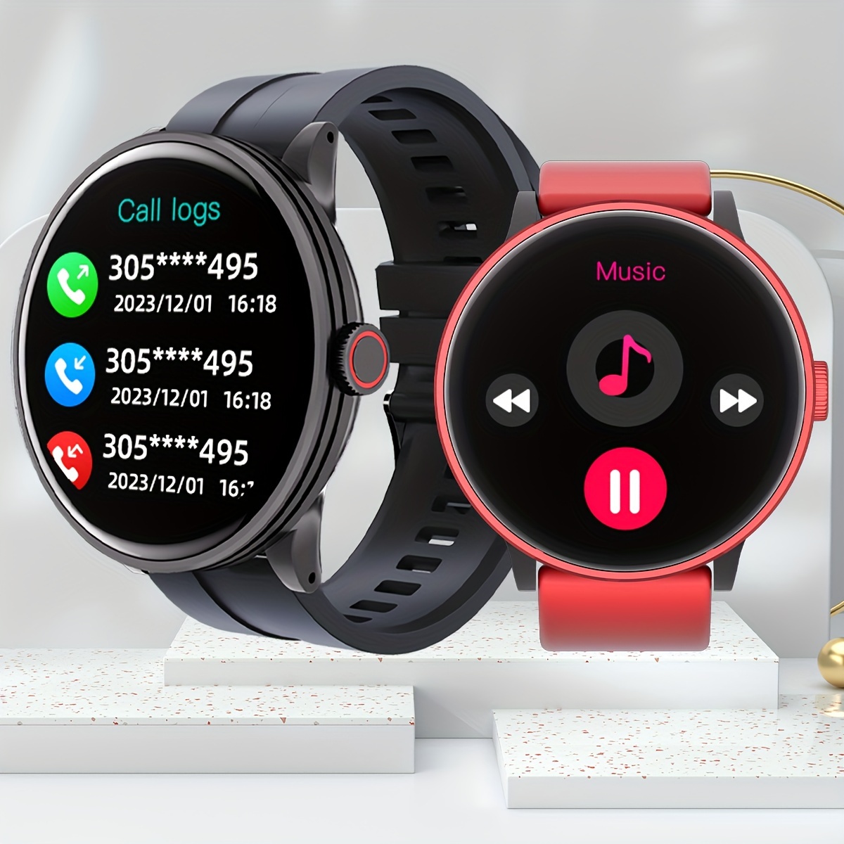 Reloj inteligente Ultra 1.52 pulgadas redondo HD con llamada (recibir/hacer  llamadas) voz ai, reproductor de música, reloj de fitness para hombres y