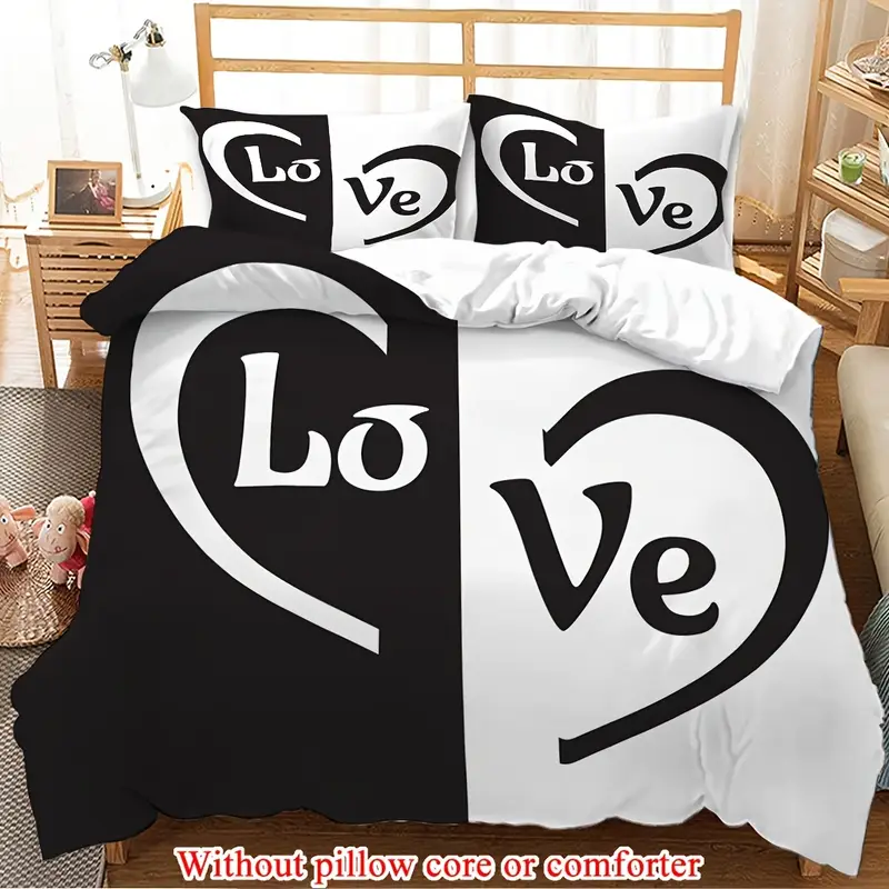2 3pcs 1 duvet cover 1 2 pillowcase without core valentines day couple gifts print soft comfortable bedding set for bedroom dorm room family gift Product details 5