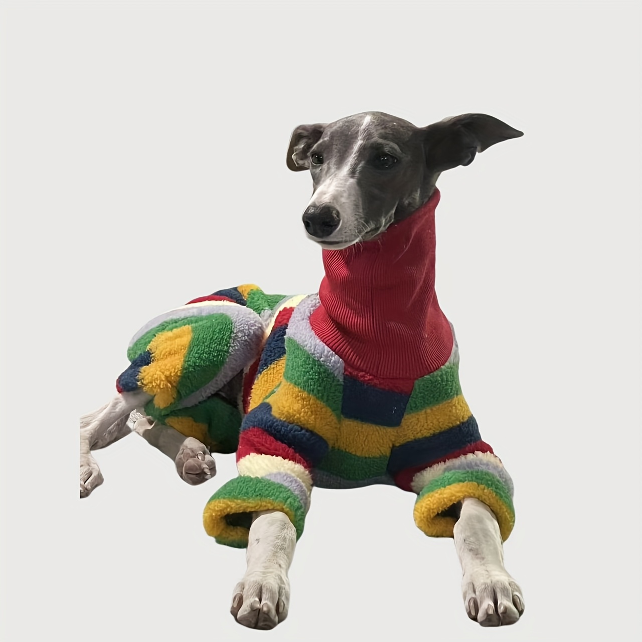 TEMU Fashionable, Popular, And Mixed-breed Pet Dog; Double-sided Velvet, Printed; 6 Colors; Colorful Stripes, Warm, , Greyhound Puppy, Harehound,