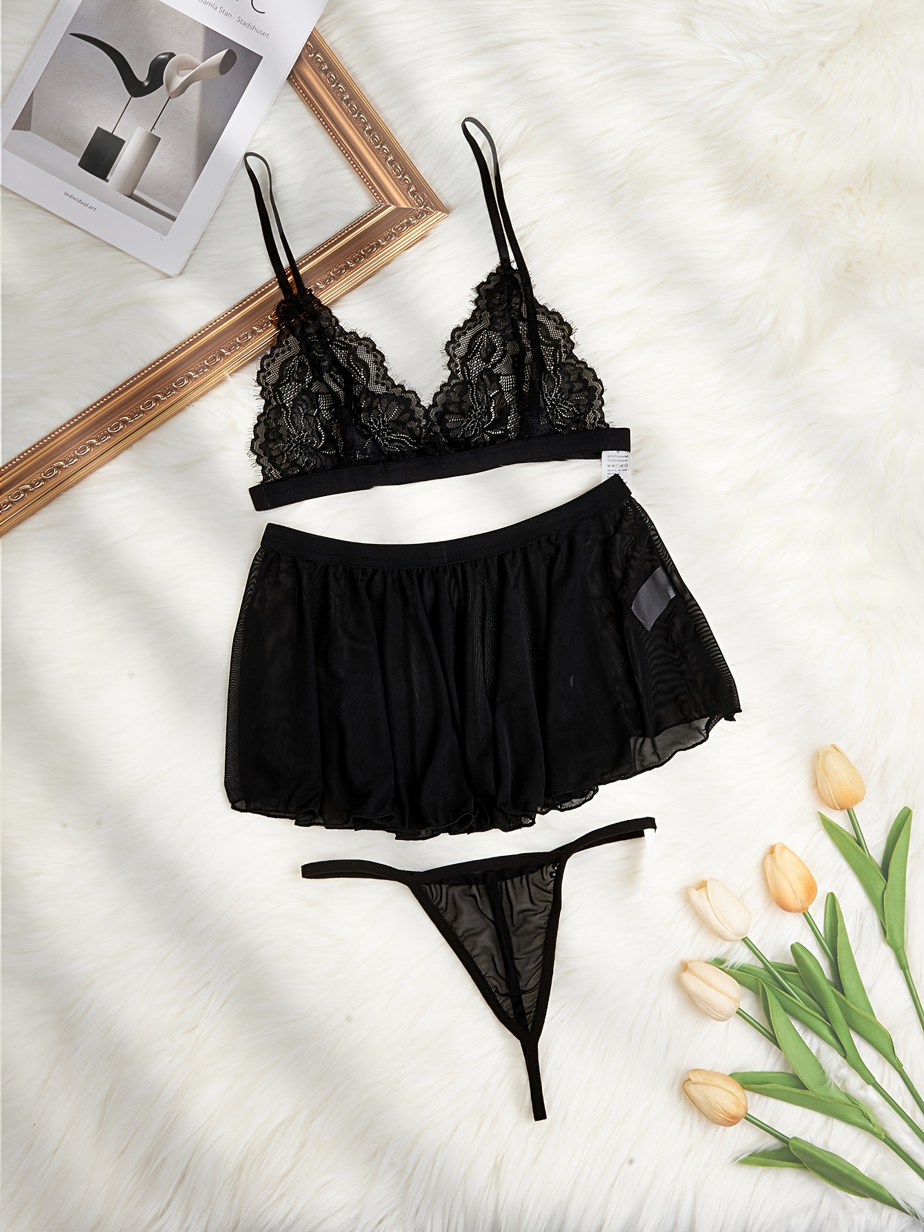 Black Thong Underwear Women Comfortable Women's Sexy Waist Three-piece Lace Bow  Underwear Hollow Low Ruffle Women's, Multicolor, Small : :  Clothing, Shoes & Accessories